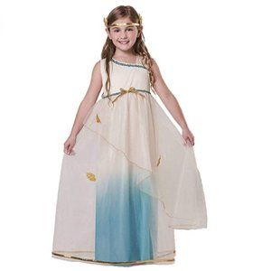 Girls GREEK GODDESS Venus Costume Size Sm 4/6 L 10/12 Dress Gown Party Roman NW